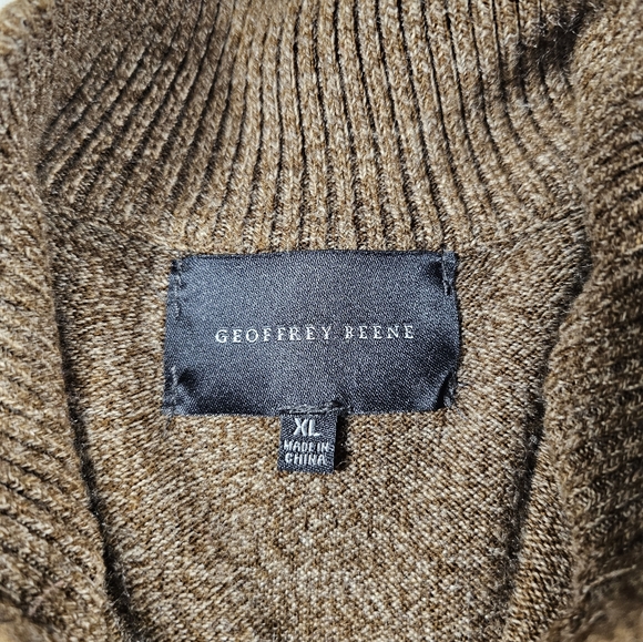 Geoffrey Beene Coffee Heather 1/4 Zip SOFT Size XL Popover EUC Winter Warm ^ - Picture 6 of 8